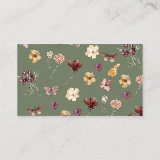 Moderne Sage Groene Wildbloem QR Code RSVP Bruilof Informatiekaartje (Achterkant)