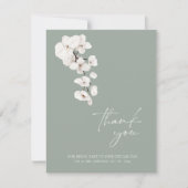 Moderne Sage Groene Witte Orchidee Huwelijk Bedankkaart (Voorkant)
