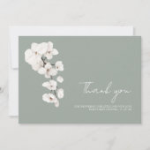 Moderne Sage Groene Witte Orchideeën Bloemen Baby Bedankkaart (Voorkant)
