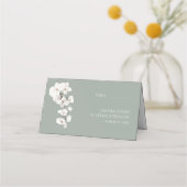 Moderne Sage Groene Witte Orchideeën Bloemenbruilo Plaatskaartje (Voorkant)