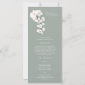 Moderne Sage Groene Witte Orchideeën Trouwprogramm (Voorkant)