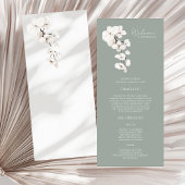 Moderne Sage Groene Witte Orchideeën Trouwprogramm