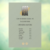 Moderne Sage Groene Zakelijke Openingstijden Raamsticker (Vel 3)