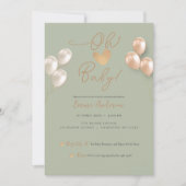 Moderne Sage Heart Balloons Neutraal Baby shower Kaart (Voorkant)