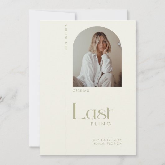 Moderne Sage "Last Fling" Bachelorette Foto Kaart (Voorkant)