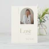 Moderne Sage "Last Fling" Bachelorette Foto Kaart (Staand voorkant)