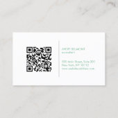 Moderne Sage Minimalist Professionele QR-code Visitekaartje (Achterkant)