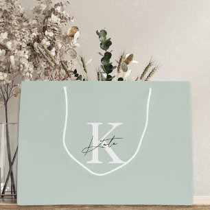 Moderne Sage Monogram Bruidsmeisje voorstel Gift B Groot Cadeauzakje