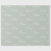 Moderne Sage Persoonlijke Pastelkleur Schrift Naam Cadeaupapier (Vlak)