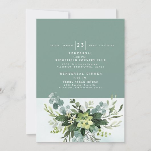 Moderne Sage Rehearsal & Diner Kaart (Voorkant)