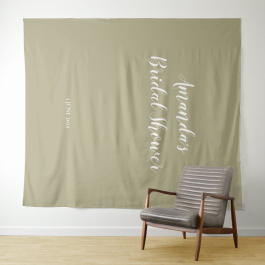 Moderne Sage Script Bruiloft Backdrop Wandkleed (In Situ (horizontaal))