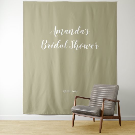 Moderne Sage Script Bruiloft Backdrop Wandkleed (In situ)