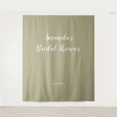 Moderne Sage Script Bruiloft Backdrop Wandkleed (Voorkant)
