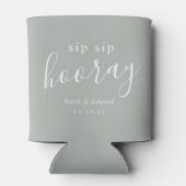 Moderne Sage Sip Hoera bruiloft gunst Blikjeskoeler (Achterkant)