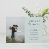 Moderne Sage-uitnodiging voor het uitstellen van e Save The Date (Staand voorkant)