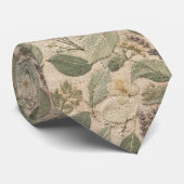 Moderne Sage Vintage Bloemendessin Stropdas (Opgerold)