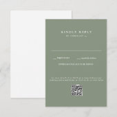 Moderne Sage Wedding QR-code RSVP Kaartje (Voorkant / Achterkant)