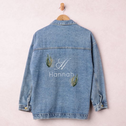 Moderne Saguaro Cactus Bruiloft Bruidsmeisje Naam Denim Jacket (Hangar)