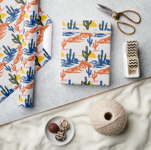 Moderne Saguaro-woestijnlandschap Wilde Westen Cadeaupapier (Crafts)
