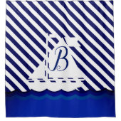Moderne Sailboot Monogram Aangepast Douchegordijn (Voorkant)