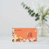 Moderne Sakura Bird Monogram Visitekaartje (Staand voorkant)