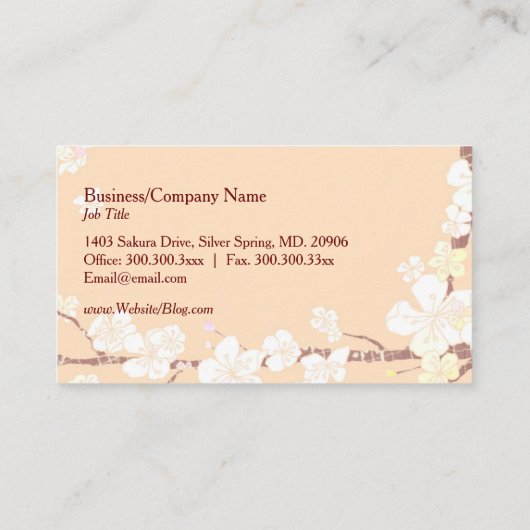 Moderne Sakura Bird Monogram Visitekaartje (Achterkant)