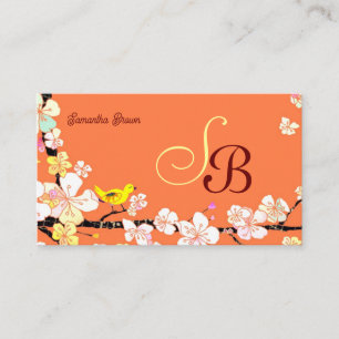Moderne Sakura Bird Monogram Visitekaartje