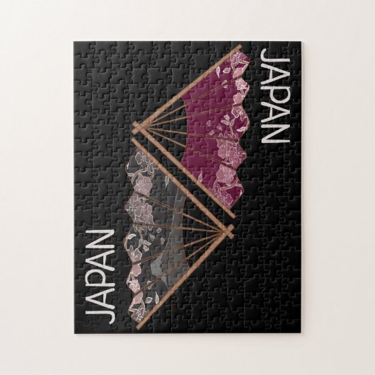 Moderne Sakura Fan Hand geïllustreerd Japan Legpuzzel (Verticaal)