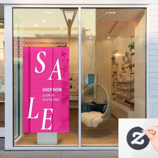 Moderne SALE Magenta Store Korting Promo Raamsticker (Winkelraam)