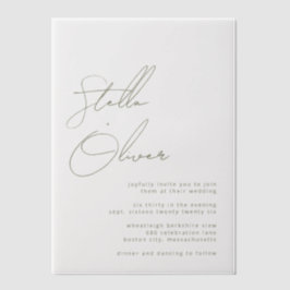 Moderne Salie Calligrafie Namen Bruiloft Vellum Uitnodigingen