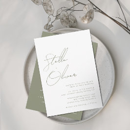 Moderne salie-calligrafie namen met details bruilo kaart