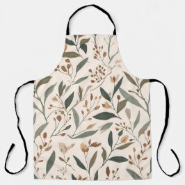 Moderne Salie en Terracotta Bloem Motief Kook Schort