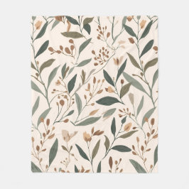 Moderne Salie- en Terracotta Bloemmotief Knus Fleece Deken