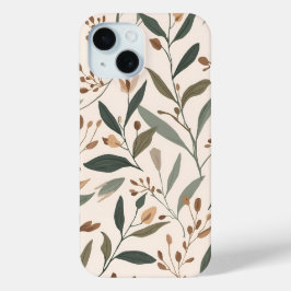 Moderne Salie- en Terracotta-bloempatroon iPhone 15 Case