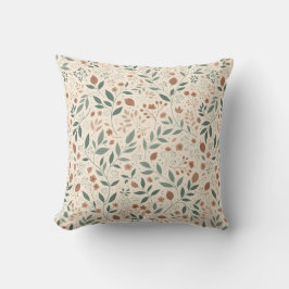 Moderne Salie- en Terracotta-bloempatroon Kussen