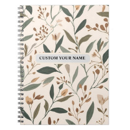 Moderne Salie- en Terracotta-bloempatroon Notitieboek