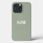 Moderne salie groen Aangepaste monogram naam Case-Mate iPhone Case (Achterkant)