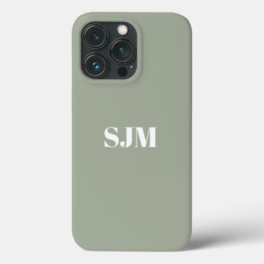 Moderne salie groen Aangepaste monogram naam Case-Mate iPhone Case (Achterkant)