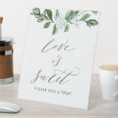 Moderne Salie Groen Bloemen Bruiloft Zoete traktat Reclamebord Met Voetstuk (Insitu)