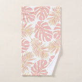 Moderne salie groen en roze tropische bladeren bad handdoek (Handdoek)