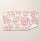 Moderne salie groen en roze tropische bladeren bad handdoek (Handdoek)