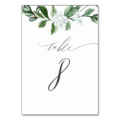 Moderne Salie Groen Wit Bloemen Nr 8 Bruiloft Kaart (Achterkant)