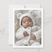 Moderne salie groen wit nieuwe baby geboorte foto aankondiging (Voorkant)