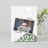 Moderne Salie Groene Afgestudeerde 2 Foto Afstuder Folie Uitnodiging (Staand Voorkant)