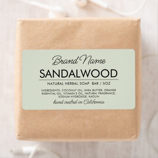 Moderne salie groene cosmetica zeep ingrediënten l etiket (Insitu)