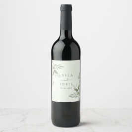 Moderne Salie Groene Huwelijks Wijnfles Label Wijn Etiket