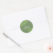 Moderne salie groene olijftak cupcake topper ronde sticker (Envelop)