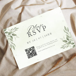 Moderne Salie Groene QR Code Save the Date