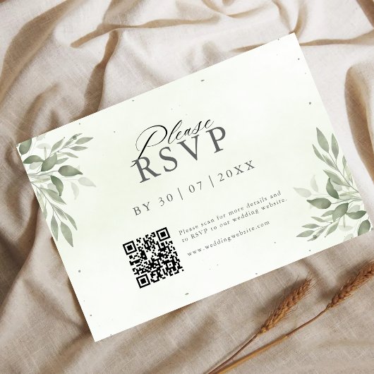 Moderne Salie Groene QR Code Save the Date
