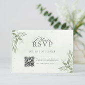 Moderne Salie Groene QR Code Save the Date (Staand voorkant)